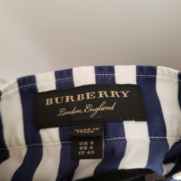 Burberry London navy  and white striped button up - Picture 5 of 9